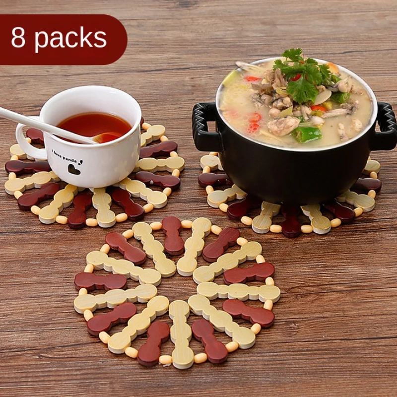 

Bamboo Proof Mat Household Anti-Scald and Heat-Resistant Dining Table Cushion Creative Vegetable Placemat Bowl Coaster