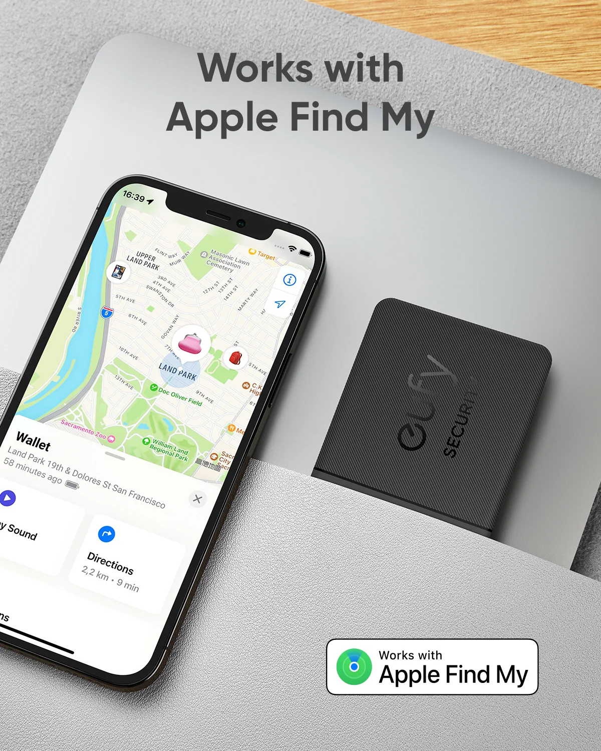כרטיס eufy SmartTrack E30 נטען עובד עם Apple Find My (iOS בלבד) מעקב Bluetooth