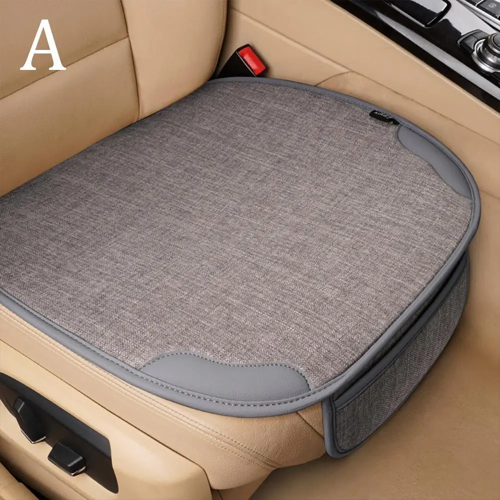 Car Breathable Flax Seat Cover Four Seasons Universal Front Seat Protector Cushion Auto Chair Protect Covers For Cars Interior ﻿ 1