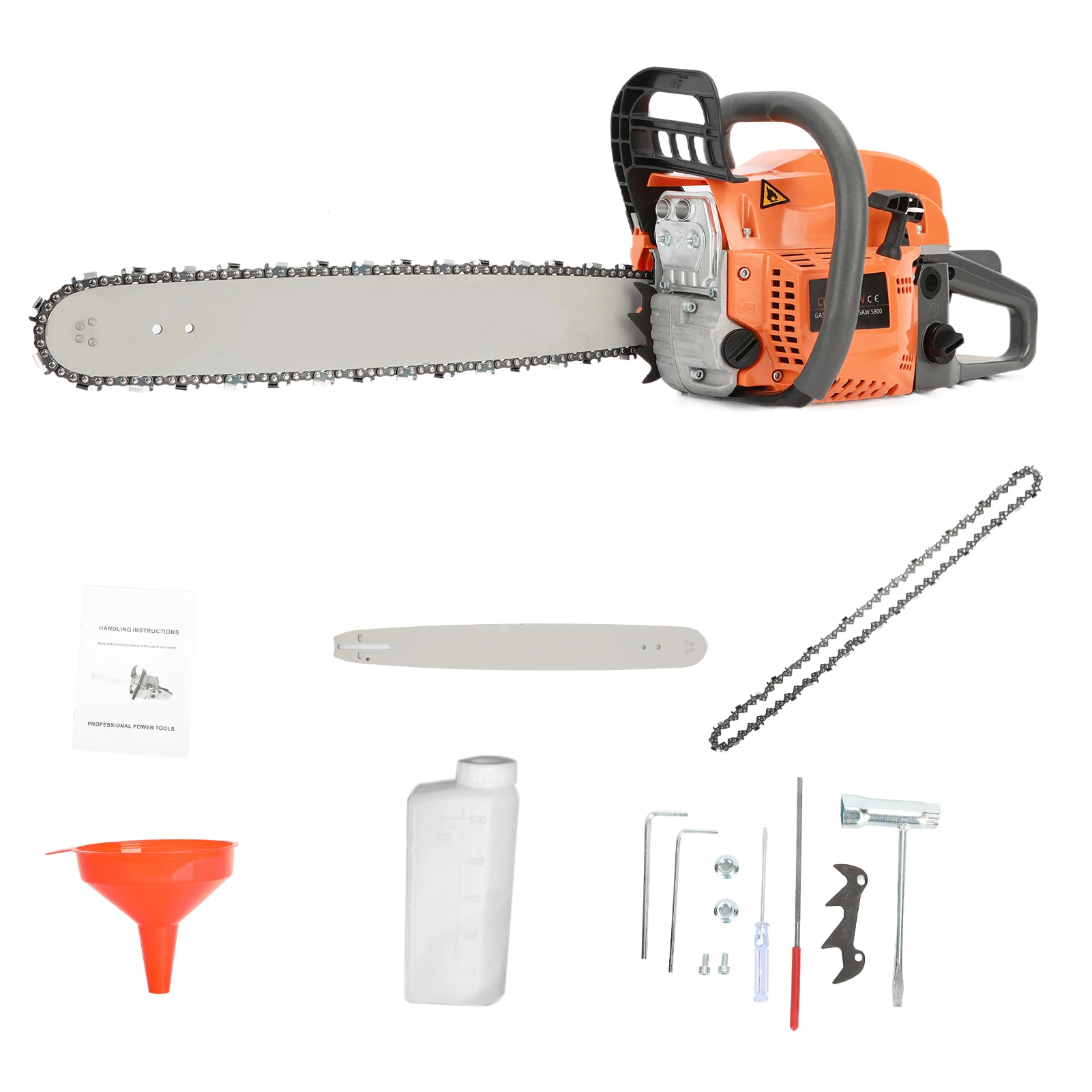 20-inch Pneumatic Chainsaw, 58CC 8500RPM Pneumatic Chainsaw, Multi-Function High-Power Chainsaw, Handheld Cutting Wood Chainsaw
