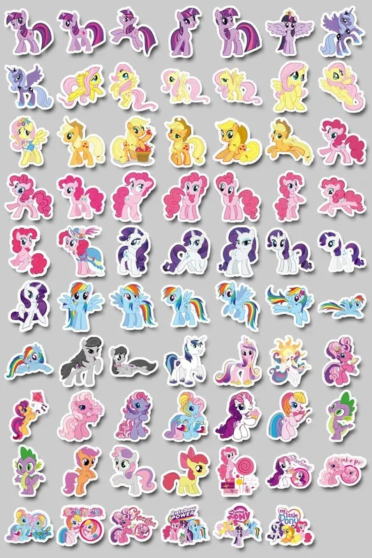 100PCS My Little Pony Stickers Cute Pinkie Pie Rainbow Dash Decals for Kids Laptop Water Bottle Luggage DIY Scrapbook Gift Favor