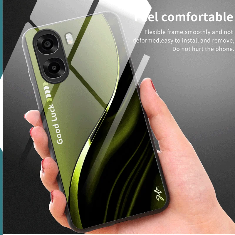 Gradient Color Hard Tempered Glass Protective Phone Case