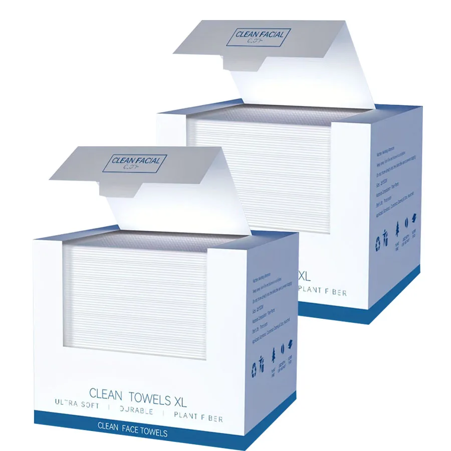 2/4 коробки одноразових рушників для очищення обличчя, великих безбарвних рушників, суперабсорбентних і багаторазових, підходить для догляду за шкірою, зняття макіяжу, очищення та догляду за обличчям 26*30 см 50 насосів/коробка