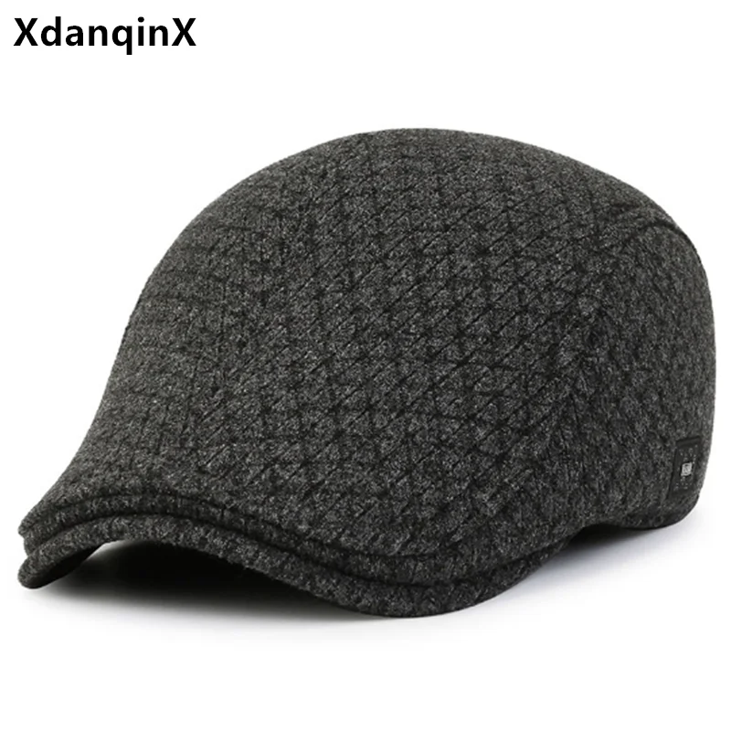 

Free Shipping New Winter Men's Cap Plush Thickened Coldproof Earmuffs Hats Vintage Warm Berets For Men Golf Cap Dad's Cotton Hat