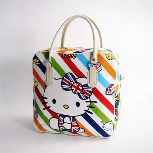 Kawaii Hello Kitty Large Capacity Travel Bag PU Leather Cartoon Female Luggage Bag Business Trip Korean portable for girl women