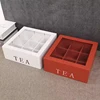 Wood Tea Bag Storage Box With Clear Lid 9 Compartments Square Container Desktop Jewelry Organizer Tea Box Case 4