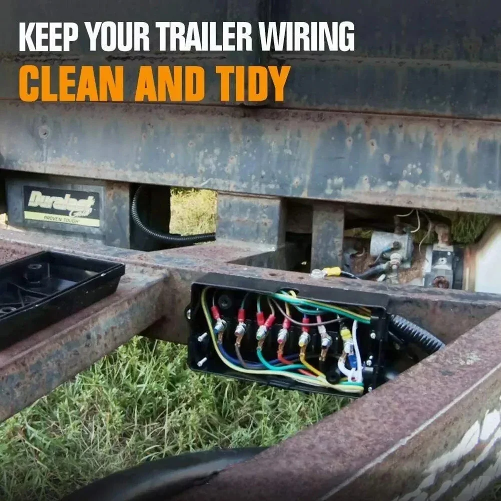 1pc 7 Way Electrical Trailer Junction Box 7 Gang Trailer Wire Line Connection Box Replacement Automobiles Parts