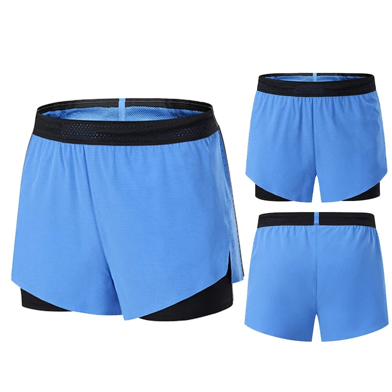Marathon-Laufshorts, leicht, schnell trocknend, atmungsaktiv, feuchtigkeitsabsorbierend, für Herren, Fitness, Training, Dreipunkt-Hosen, Shorts