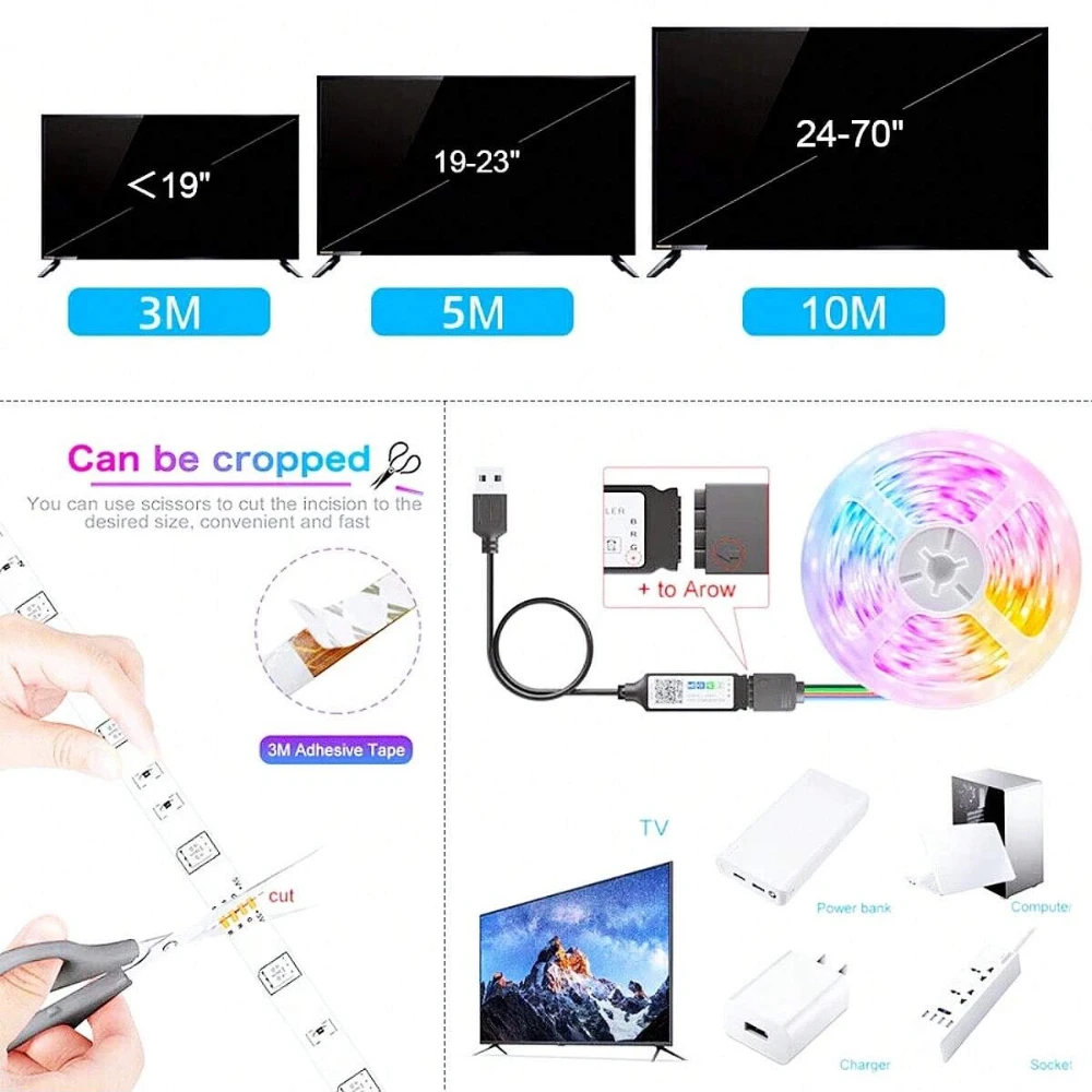 Description Picture 3 of itemLED Strip Light WIFI Bluetooth Control 5050 RGB Led Lights Flexible Ribbon Luces Led 1M-30M 5V USB TV BackLight Room Decoration