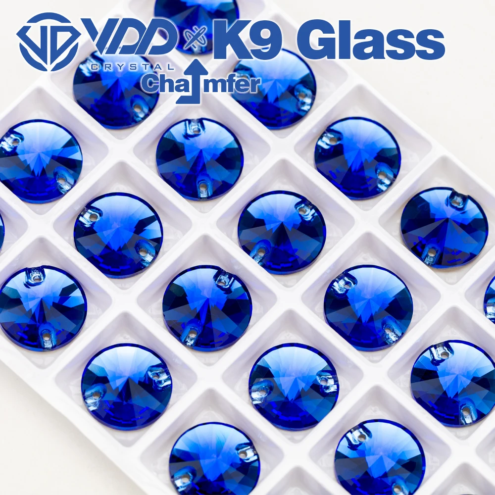 VDD Rivoli S118 Saphir Top Qualität K9 Glas Strasssteine zum Aufnähen, Kristalle, Steine für Kleidung, Basteln, Kunst, Hochzeitskleid – Detail 5