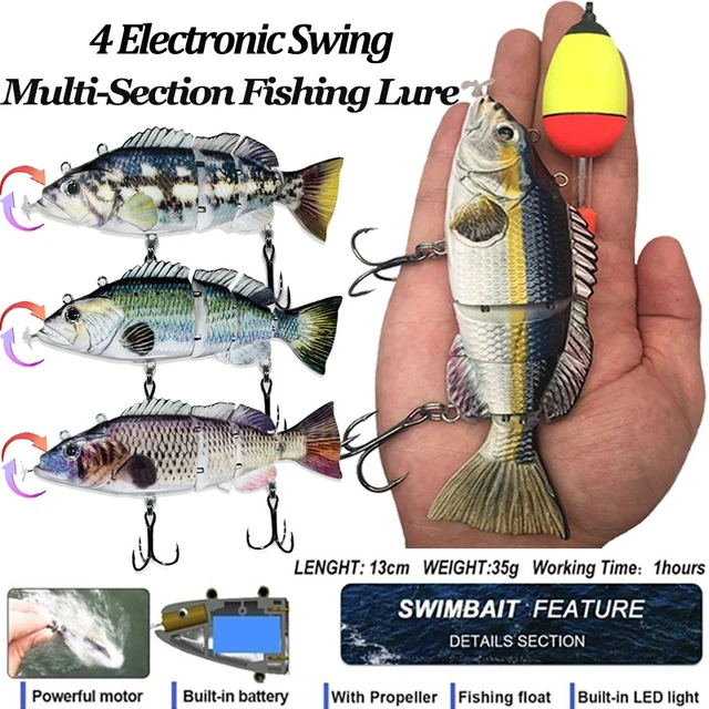 5.12inch/13cm Robotic Fishing Lures Multi Jointed 4 Segments Electric Lure  USB Rechargeable light Bait Isca Eletrica Pesca