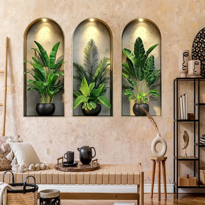 3D Watercolor Plant Wall Stickers 5