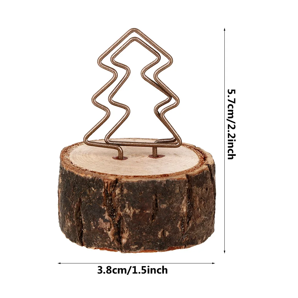 Photo Card Holder Creative Round Iron Wood Clamp Photo Clip Table Number Stand Note Name Card Hanging Decoration 1Pc photo album,photo card holder