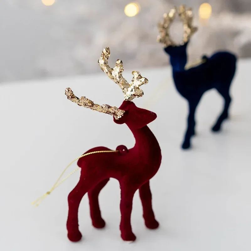 2025 Christmas Reindeer Elk Figurine Decoration Table Xmas Tree hanging Elk Ornament for Home Decor New Year Party Navidad gift