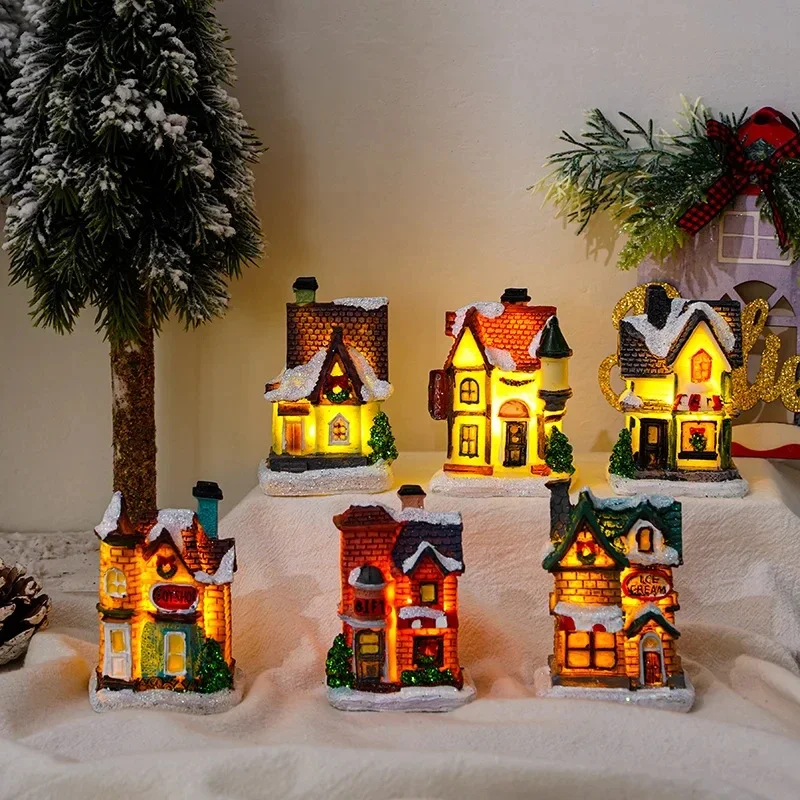 

Рождественский светодиодный микро пейзаж маленький дом светящийся полимер Рождество и новый год украшение для дома Детский новогодний подарок