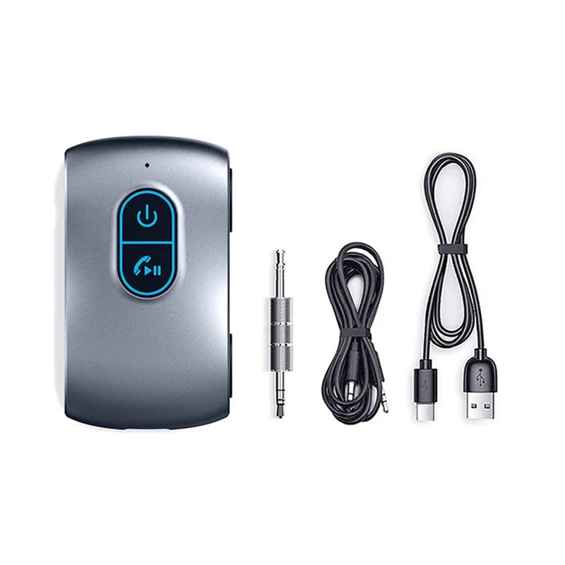1 Set Adattatore Bluetooth 5.0 Adattatore Aux Bluetooth 5.0 Per Auto Trasmettitore Bluetooth 2 In 1, Durata Della Batteria 16H, Chiamate In Vivavoce
