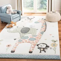 Animal Safari Washable Rug Kids Area Rug for Nursery Playroom Kid Room Carpet Stain Resistant Floor Mat Non-Slip Mat Living Room 2