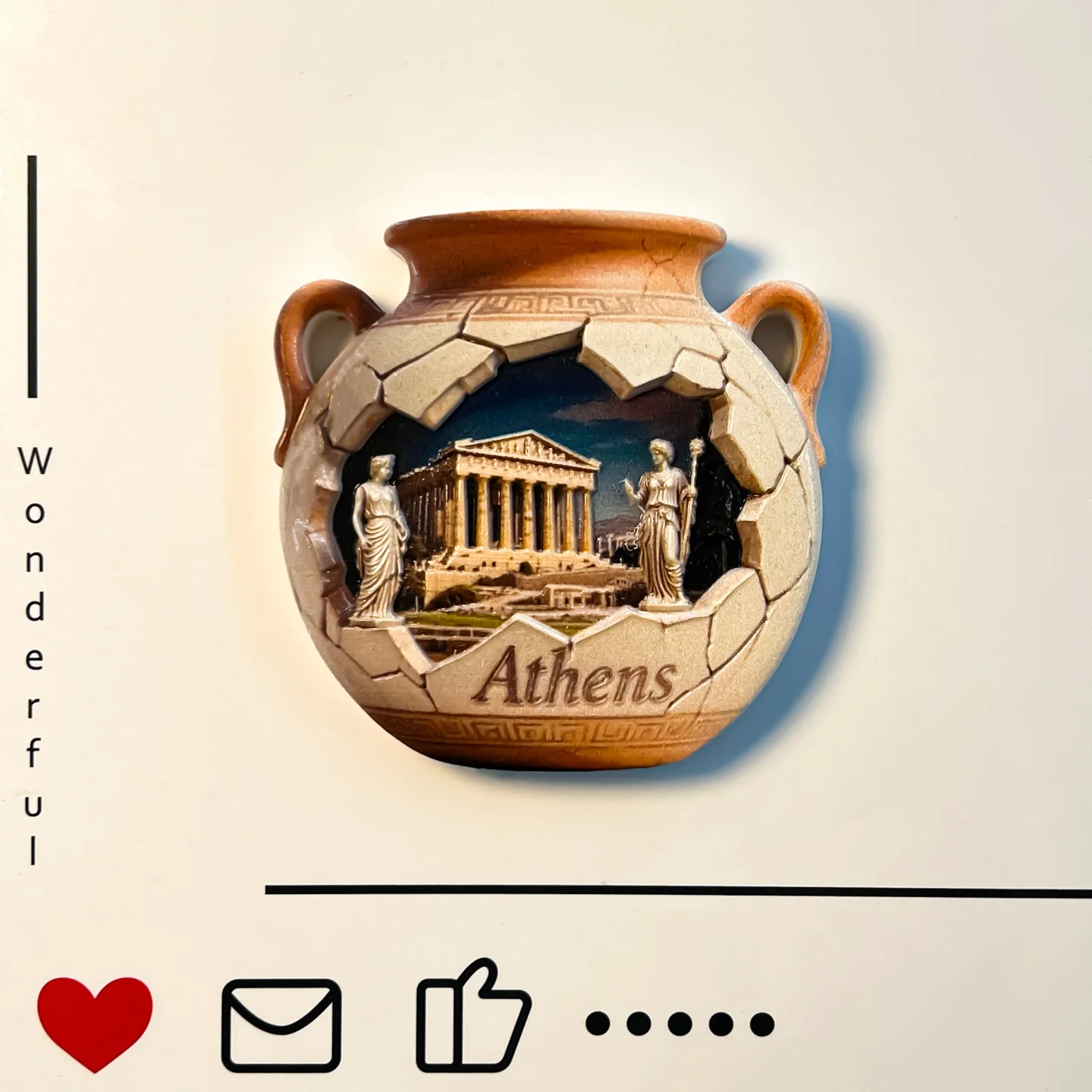 Athens Parthenon Scenic Pottery Bottle-Shape Fridge Magnet