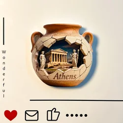 Athens Parthenon Scenic Pottery Bottle - Shape Fridge Magnet (Greece)