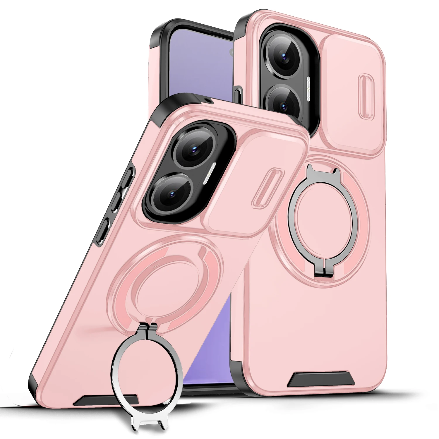 Magnetic Rotating Bracket Phone Case with Smart Sliding Window & Anti-Fall Protection
