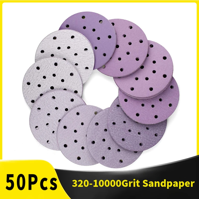 50Pcs-6-Inch-Wet-Dry-Sanding-Discs-Hook-Loop-320-10000-Grit-Assortment ...