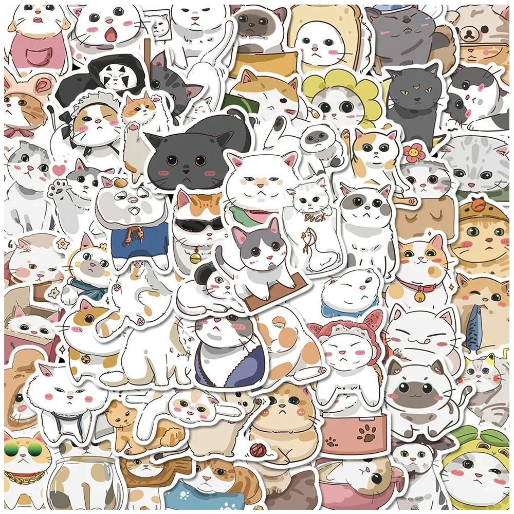 10/30/50pcs Cute Cartoon Animal Cats MEME Stickers Decals Waterproof DIY Stationery Laptop Phone Vinyl Kawaii Kids Sticker Toys