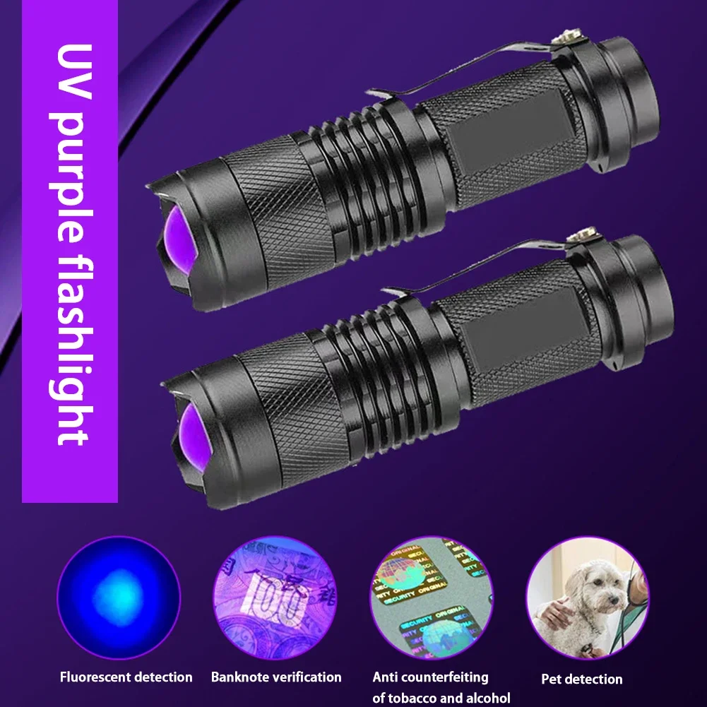 Portátil Mini Lanterna LED, Tocha UV, Luz Negra Ultravioleta, Pet Detector De Manchas De Urina, Escorpião Fluorescente, 395nm