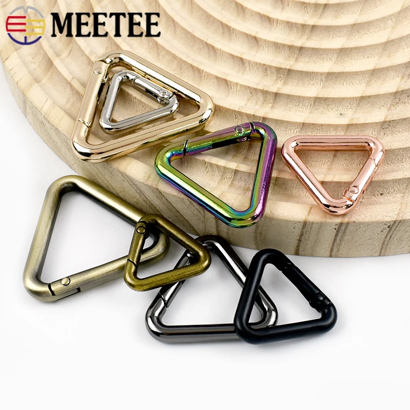 5/10Pcs Metal Triangle Spring Ring Openable Bag Belt Strap Buckle