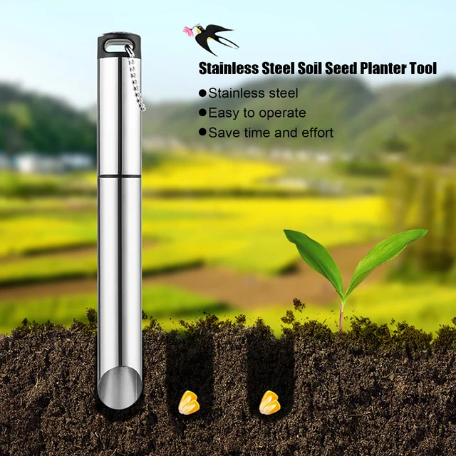 Kerti Lyukú Lyukasztás Dibbler Szerszám Ferde Tervezés Kézikönyv Rozsdamentes Acél Vetőmag Ültetvény A Magvirág Ültetéshez