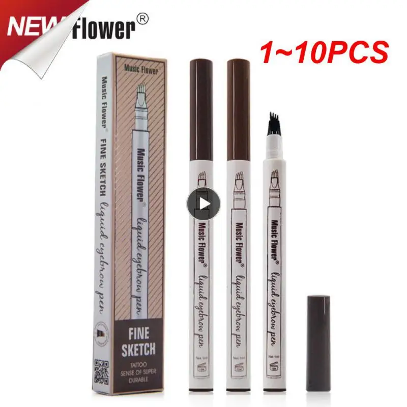 1~10PCS Music Flower 4 colors microblading eyebrow tattoo pen Tint Natural Long Lasting Waterproof Brown Fork tip Eyebrow Pencil