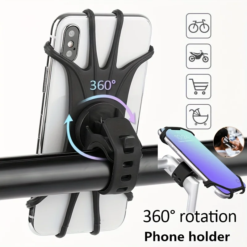 Stroller Cell Phone Holder 360&deg; Rotation Silicone Handlebar Case Cycling Bike Bicycle Phone Mount Holder Stroller Accessories stroller accessories