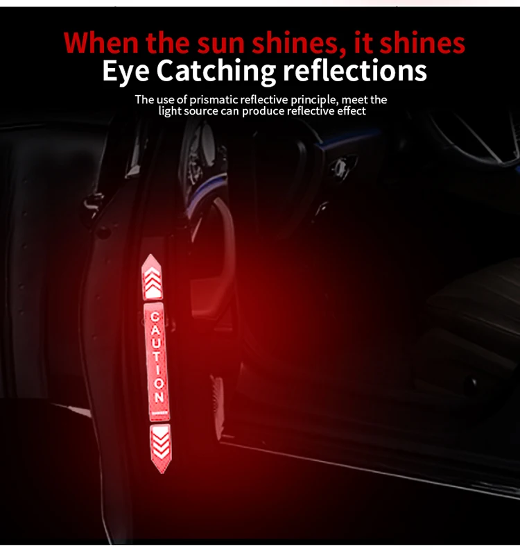 4 stücke Auto Sicherheit Warnung Stark Reflektierende Aufkleber Reflektor Auto  Tür Öffnung Sicherheit Warnen Mark Aufkleber Decals - AliExpress