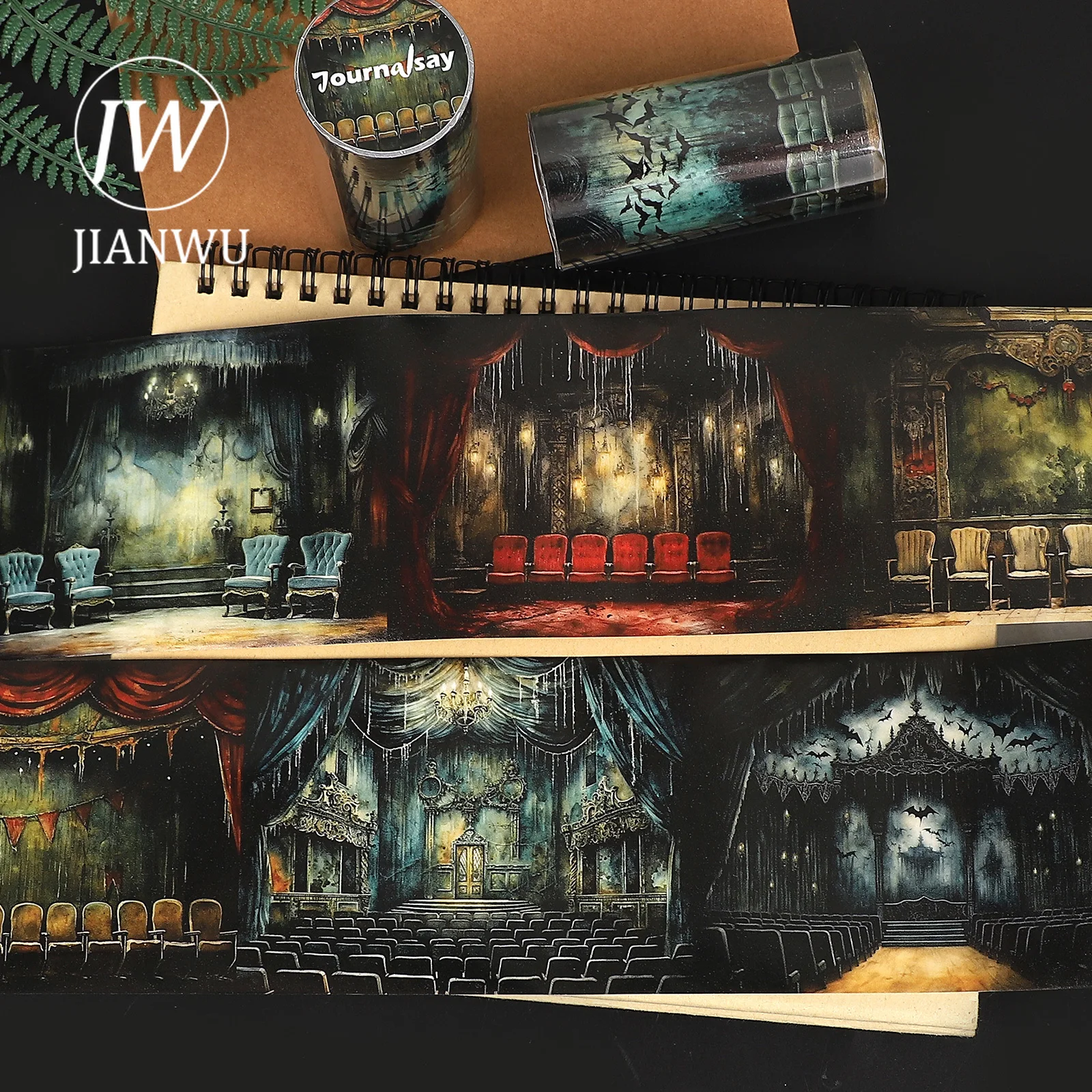 JIANWU 80mm * 204mm 빈티지 고딕 극장 풍경 소재 콜라주 스크랩북킹 와시 테이프 크리 에이 티브 DIY 저널 문구
