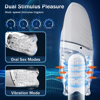 Automatic Male Masturbator Biting Vibrating Oral Blowjob Man Masturbation Pocket Pussy Waterproof Adult Goods Sex Toy for Men
