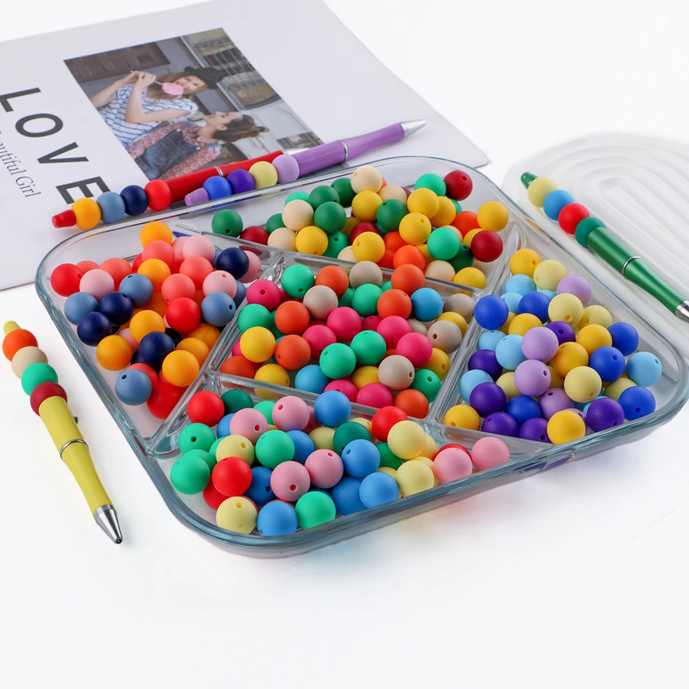 Silicone Round Beads for DIY Jewelry and Craft Projects - 20 Piece Set, 15mm