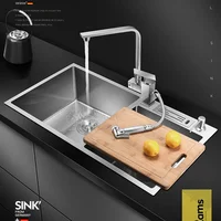 304 Stainless Steel Thickened Restaurant Kitchen Sink Home Improvement Manual Double Tank Kitchen Fixture Undermount Basin Set Y 2