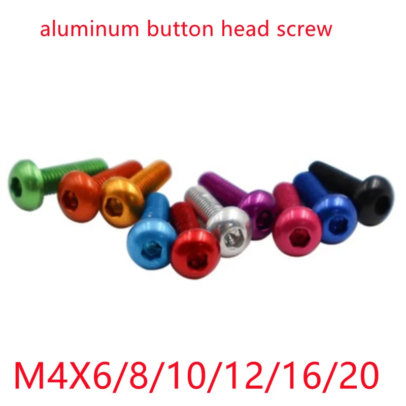 10pcs aluminum button head screw m2.5 M3 M4 M5 M6 colourful