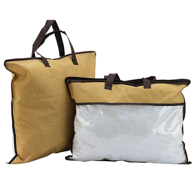 1PC Non-woven Pillow Quilt Blanket Zipper Dustproof Storage Bag,Household Organizer Foldable Bedding Packing Bag Random Color 4
