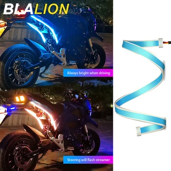 BLALION 오토바이 방향 지시등, LED 주간 주행등, 테일 라이트 DRL 방수 장식 스트립, 브레이크 흐르는 조명