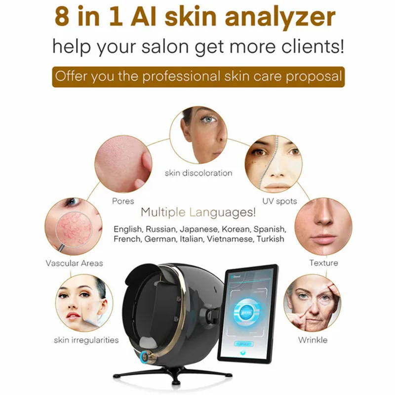 Professional 3D Tech Wood Lamp Magic Mirror Skin Analysis Machine Portable Facial Skin Analyzer 2023 images - 6