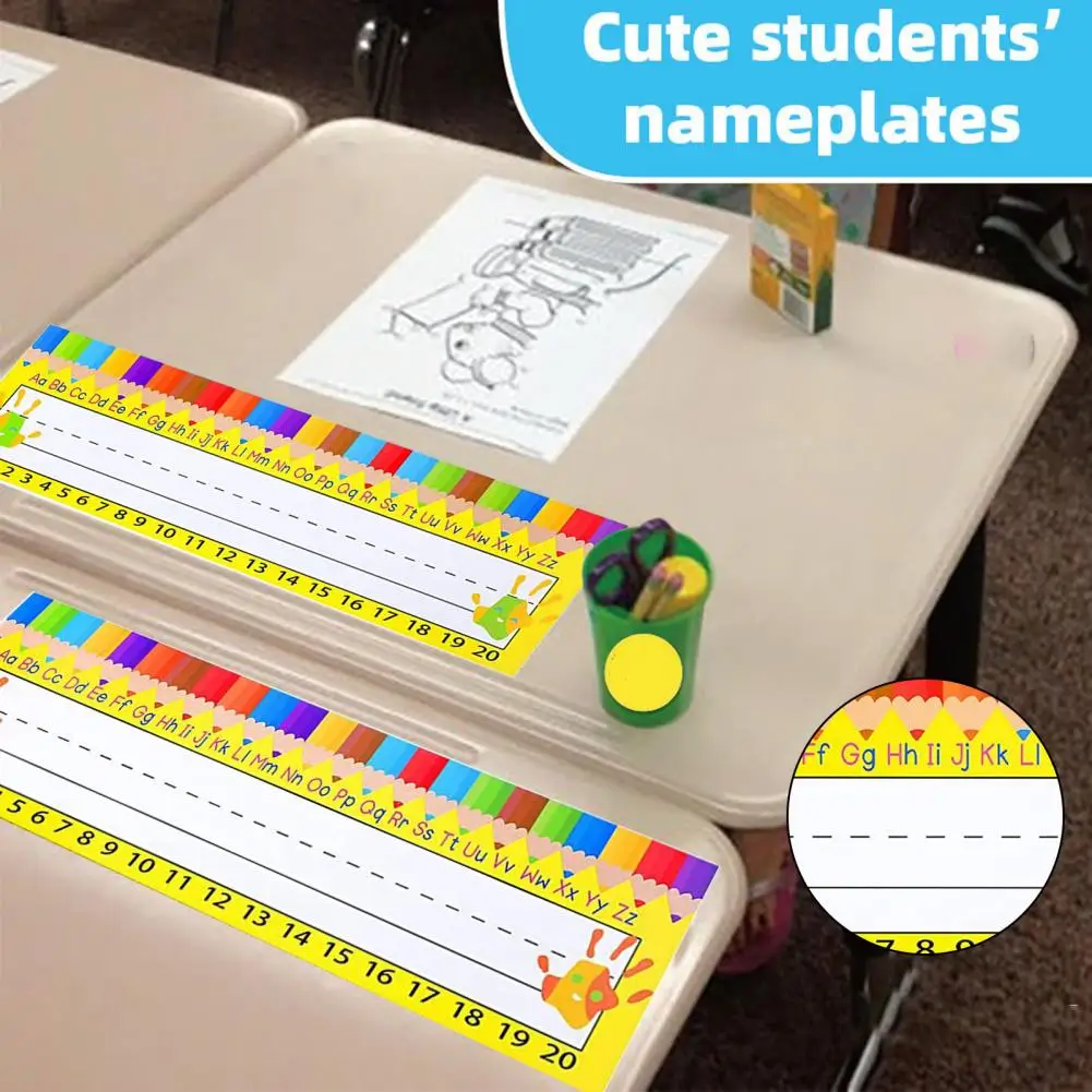 DeskNameTagsWithAlphabetNumberLine120TearResistantPremium
