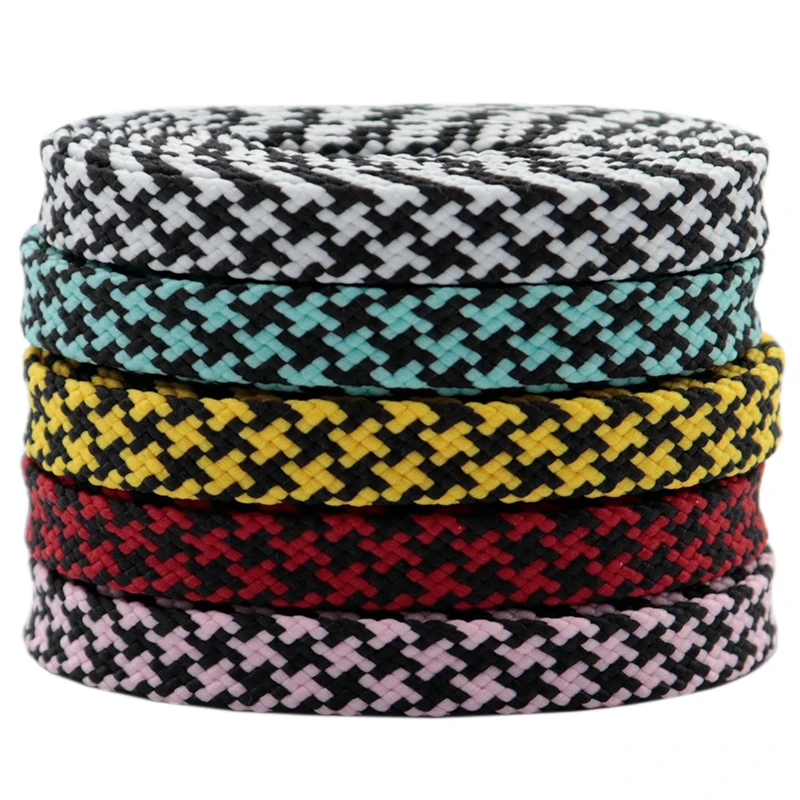 Weiou Strings Double Color Mixed Houndstooth Flatlaces Charmed Pro Laces 7MM Durable Officialacets Regular Grid Easy Wear Cords