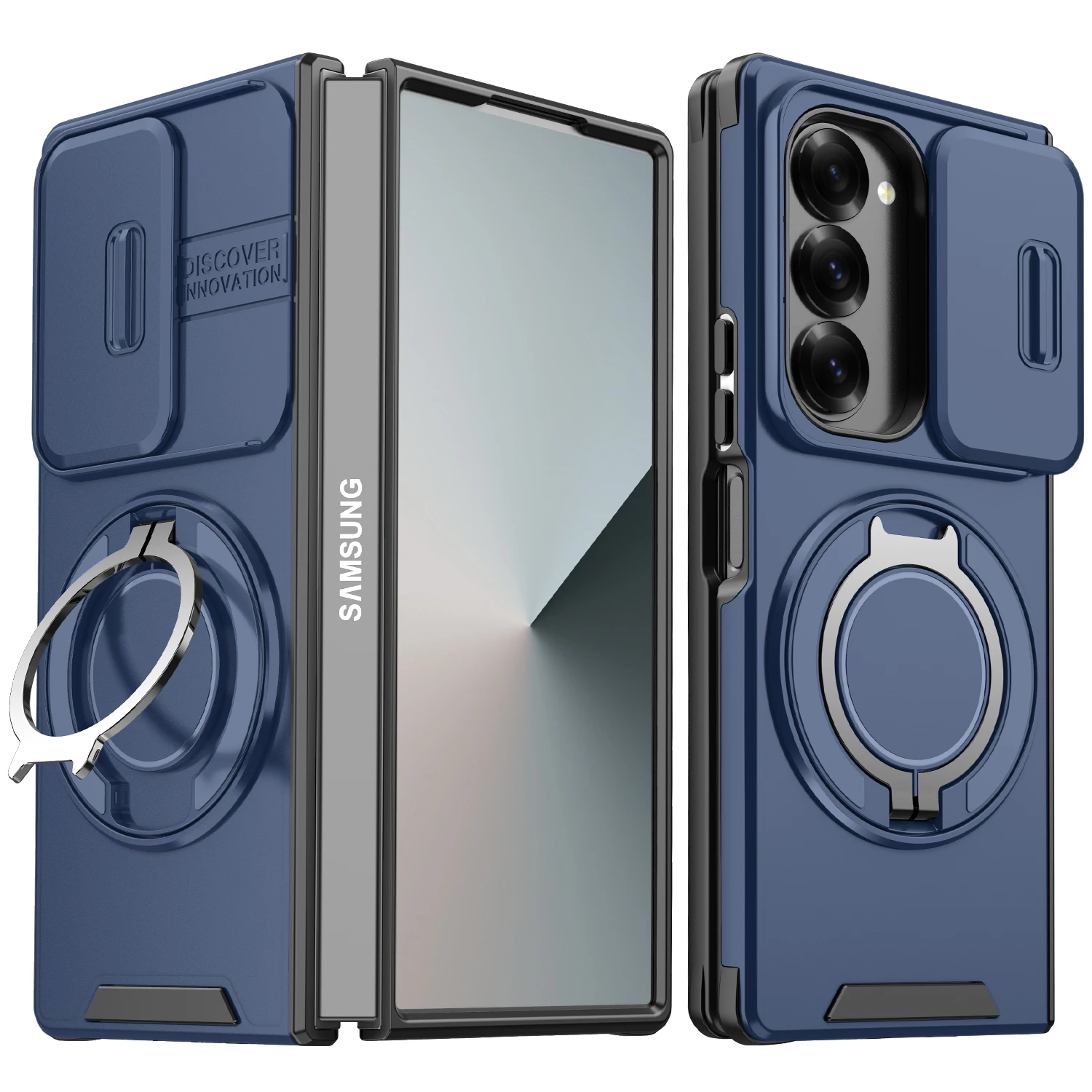Premium Armor Case with Slide Lens Protection and Magnetic Ring Holder