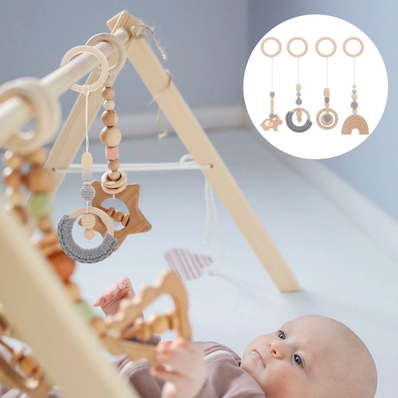 

4 Pcs Baby Sensory Children’s Children’s Childrens Toys Baby Wooden Hanging Children’s Children’s Childrens Toys Kids Gym