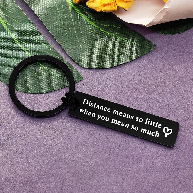 Cute Boyfriend Gifts Keychain Pendant Long Distance Relationships  Friendship Gifts Key Chains Distance Means So Little - AliExpress