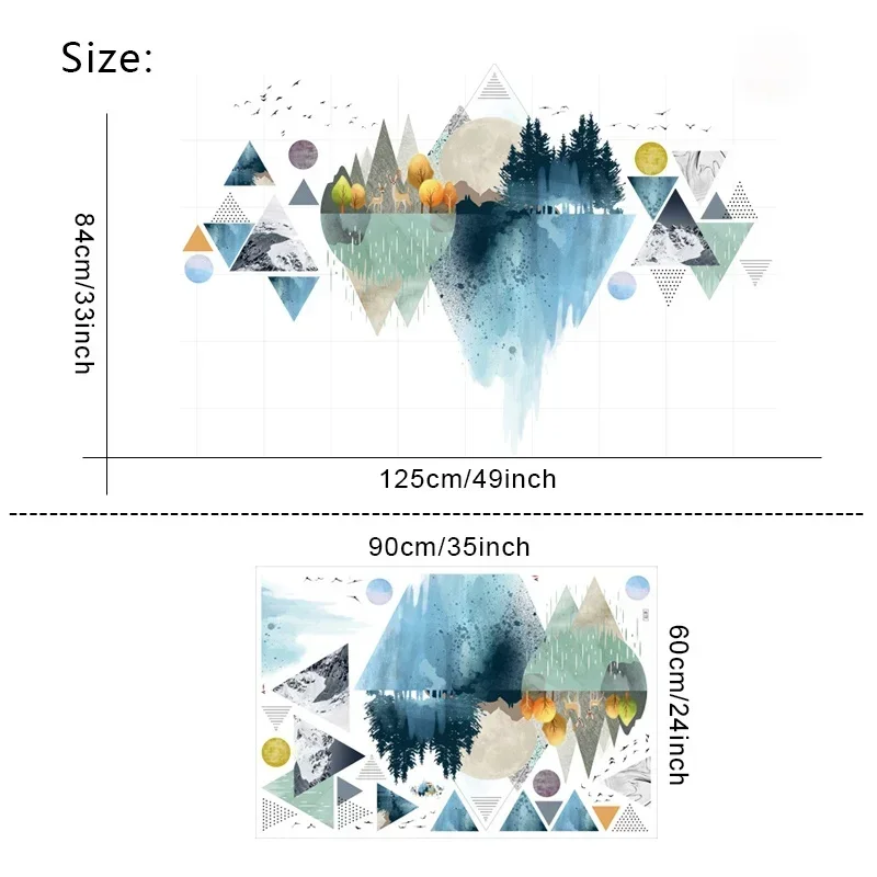 New 1pcs Nordic Triangle Dreamy Mountain Wall Stickers Living Room Bedroom Decoration Vinyl Decals Creative Home Decor