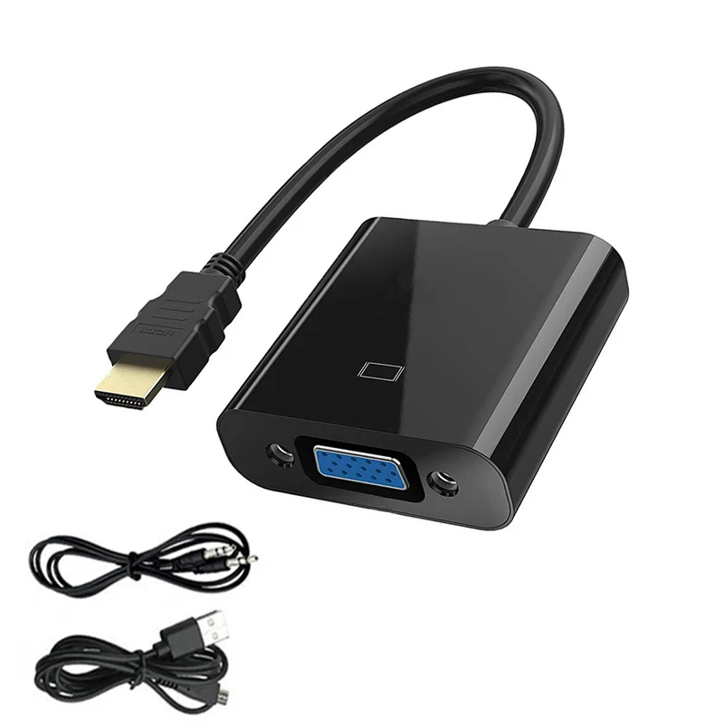 HD 1080P HDMI-Compatible To VGA Cable Adapter With Audio Power Supply HDTV Male To VGA Female Converter for Laptop PC TV Tablets