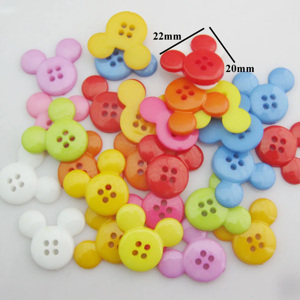H099 Fashion Plastic Buttons Black Mickey Shape Cartoon Button 50Pcs Sewing Supplies 3