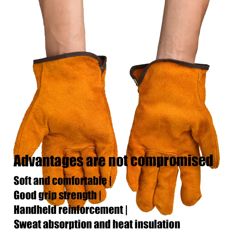 Mechanic Work Mens Gloves Welding Leather Electrician Gloves Professional Cowhide Security Industrial Protection