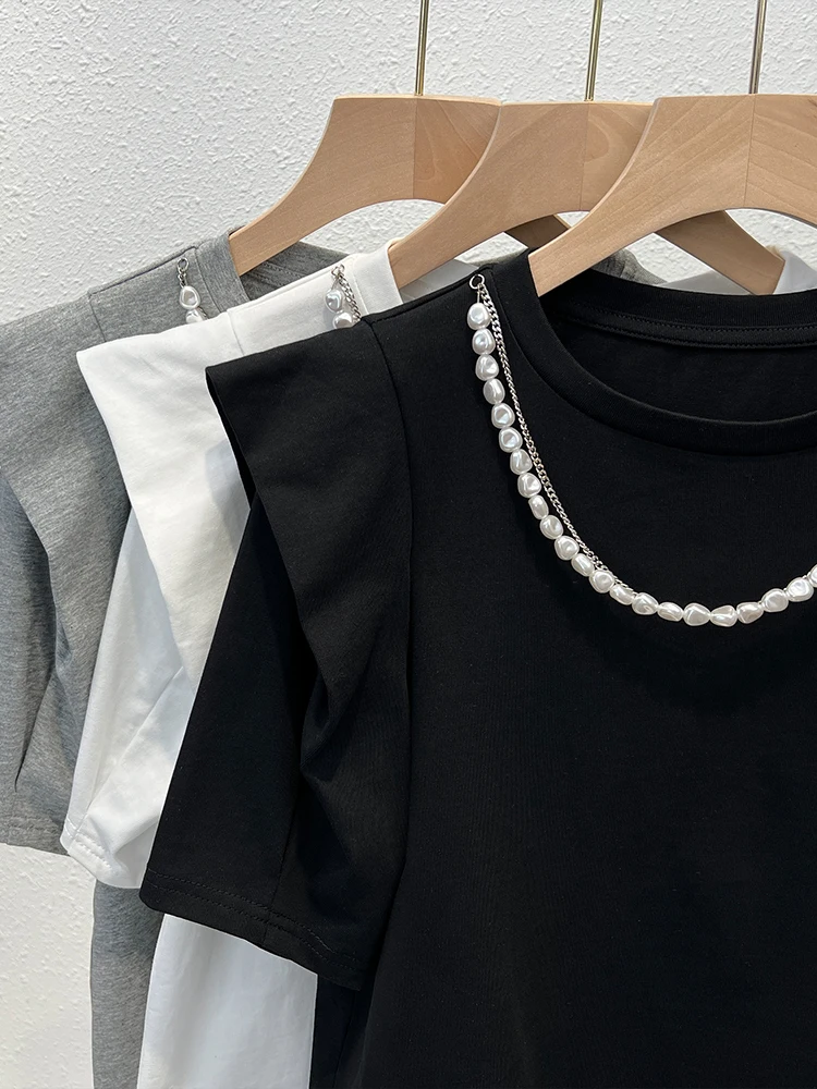 ★2025SS新作★RONRON★PATCHWORK RUFFLE SHORT SLEEVE T SHIRT PATCHWORK RUFFLE SHORT SLEEVE T SHIRT CHARCOAL - RONRON 론론